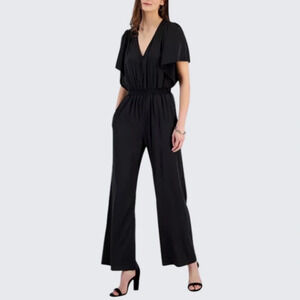 NWT 💕I.N.C. International Concepts Women's V-Neck Flutter-Sleeve Jumpsuit